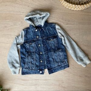 Gap. Jean jacket with sweat pant hood and sleeves. Boys size M